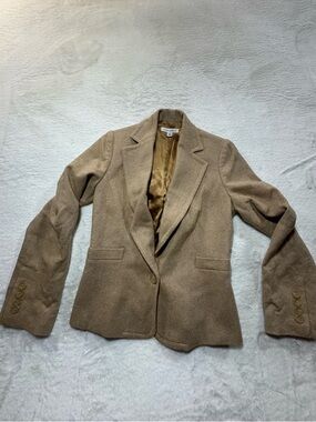 Banana Republic Wool Blazer Womens 6 Tan 1 Button Career Sport Coat Tailored
